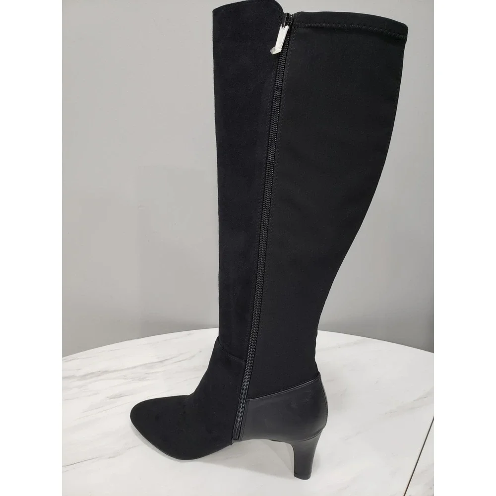 NEW SIZE 7.5 - LifeStride Women's Gracie Dress Boots Black Knee High Suede